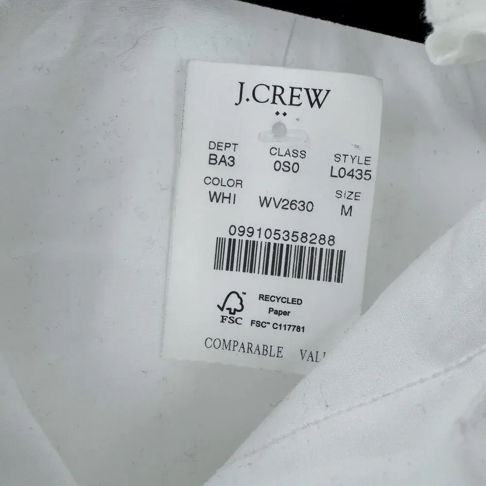 J. Crew Men's Slim Untucked-Fit Flex Casual Shirt Long Sleeve White Size M NWT